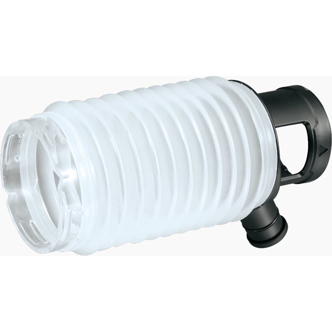 side profile of makita dust extraction cup showing form and port alignment
