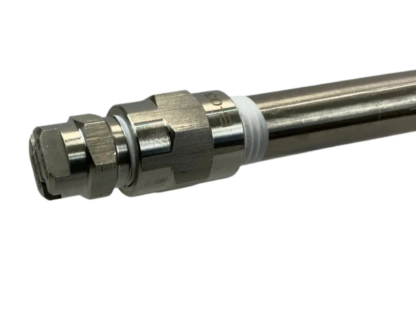 Close-up of hose connection point with secure fit and stainless steel fitting
