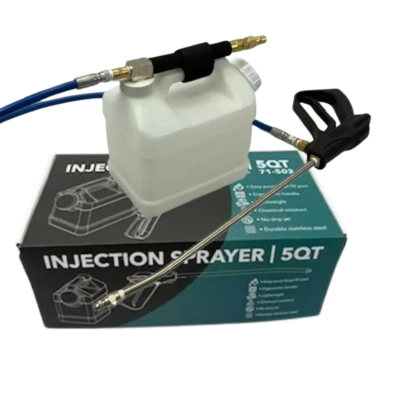 Front view of the SOS Big Mouth Injection Sprayer with ergonomic spray handle and 5-quart tank
