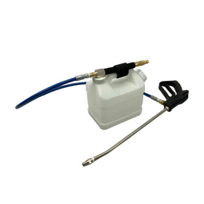 SOS sprayer fully connected to hose line ready for inline injection spraying
