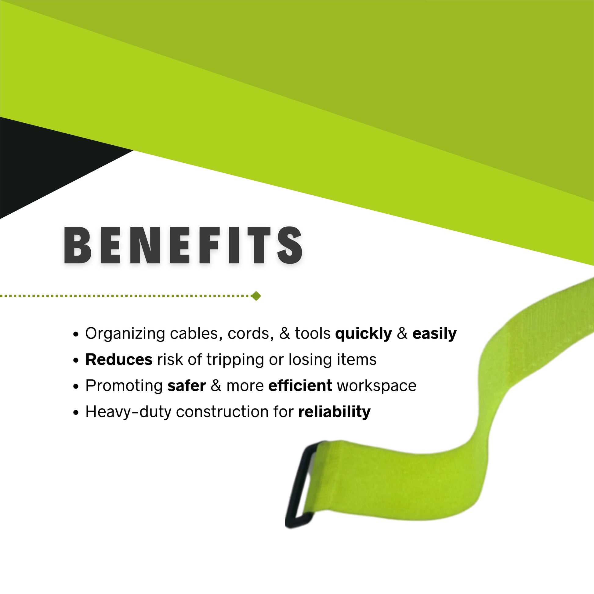 SOS high visibility Velcro strap benefits include reusable fastening and improved workspace safety
