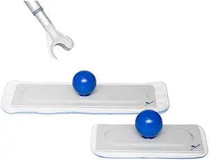 Close-up of Sphergo cleaning head connection showing how pad attaches to spherical handle

