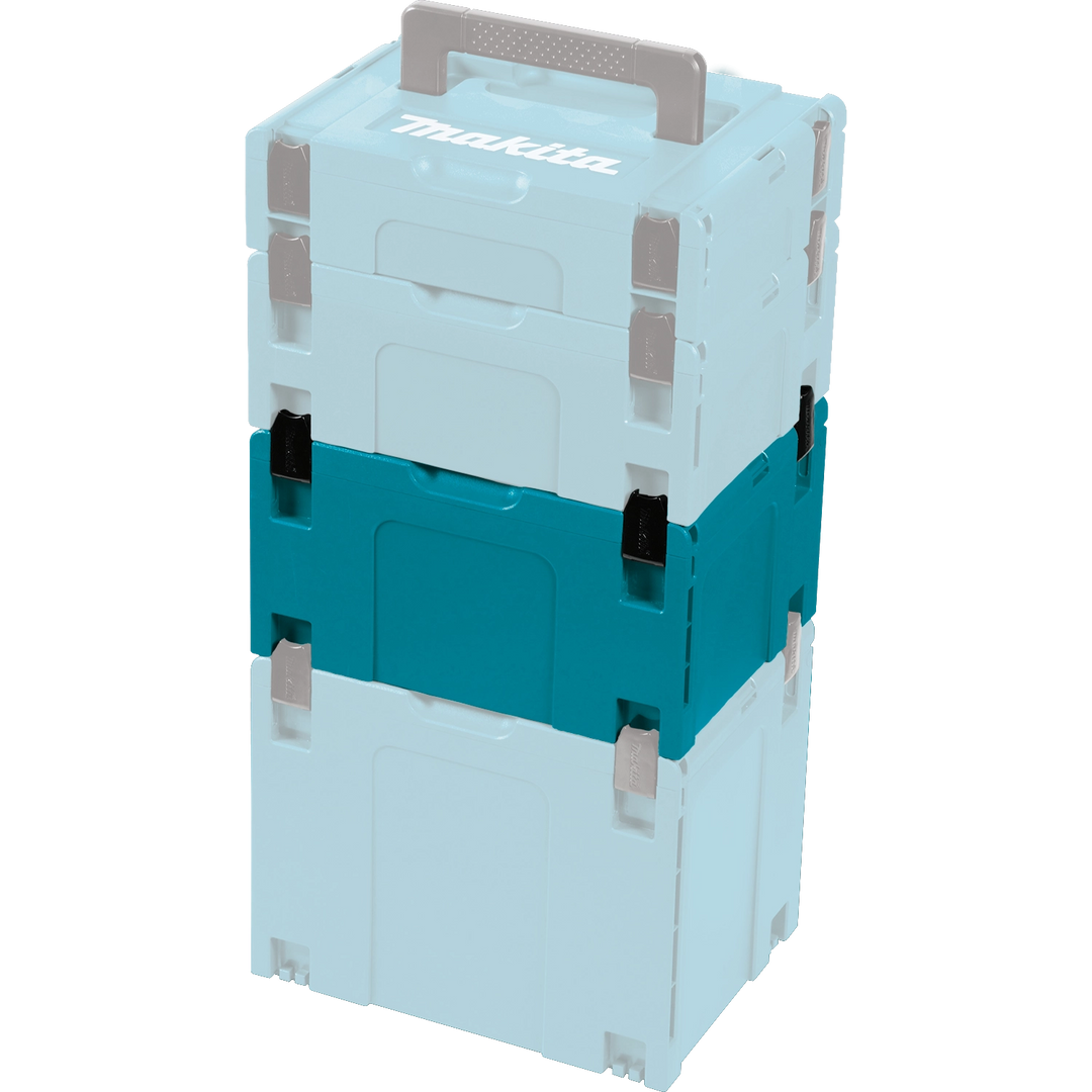 makita interlocking cases stacked securely for transport or storage
