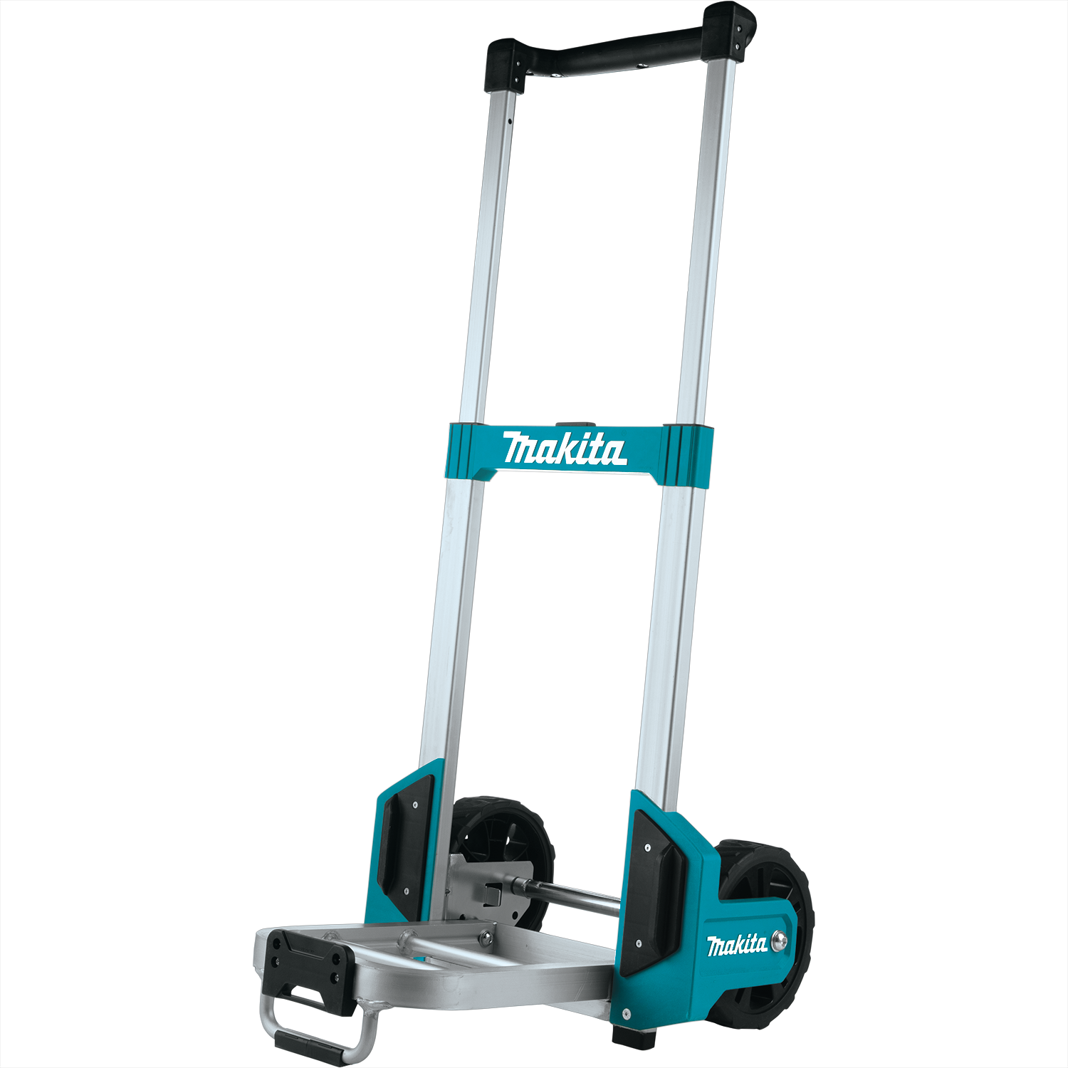 tall side view of makita maktrak trolley for jobsite storage
