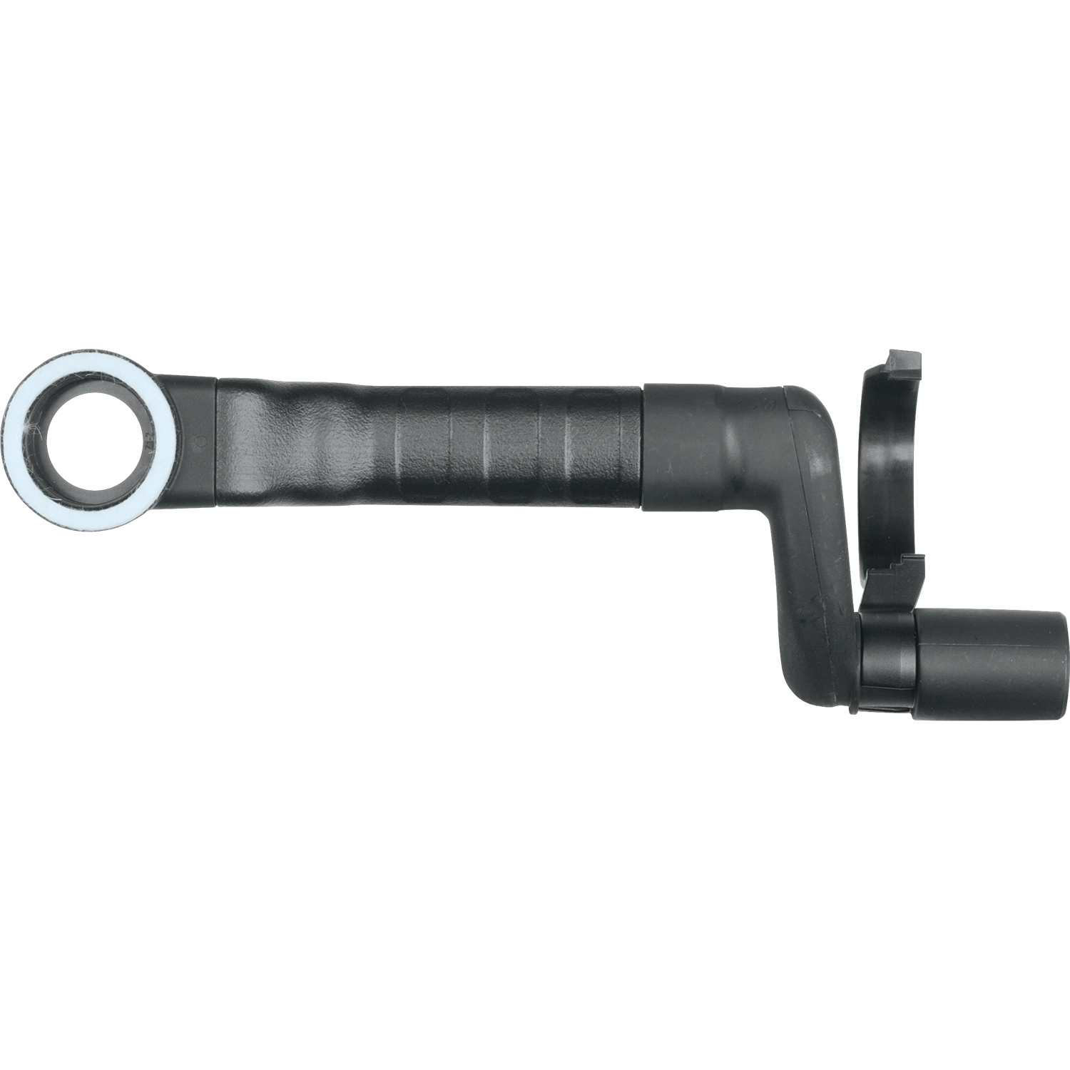 top view of makita dust extraction kit turned to show angled connection

