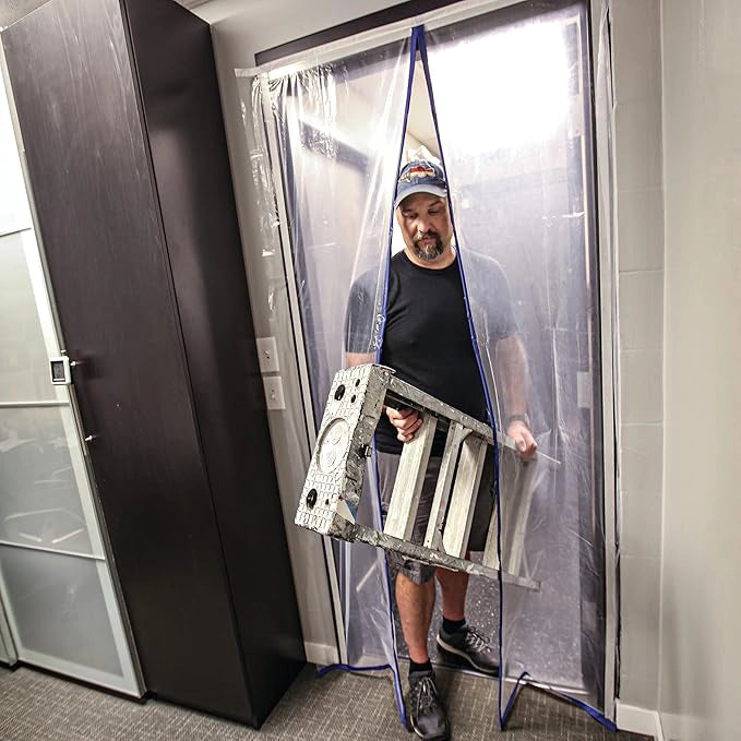 Trimaco magnetic door installed on active construction job site
