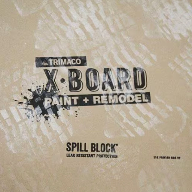 Close-up of Trimaco X-Board product label on packaging
