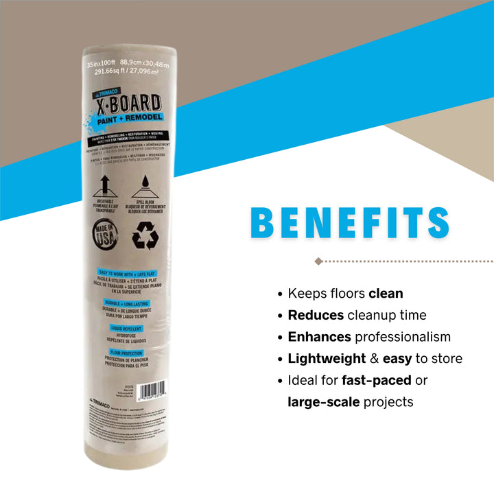 Benefits of Trimaco X-Board surface protection on renovation site
