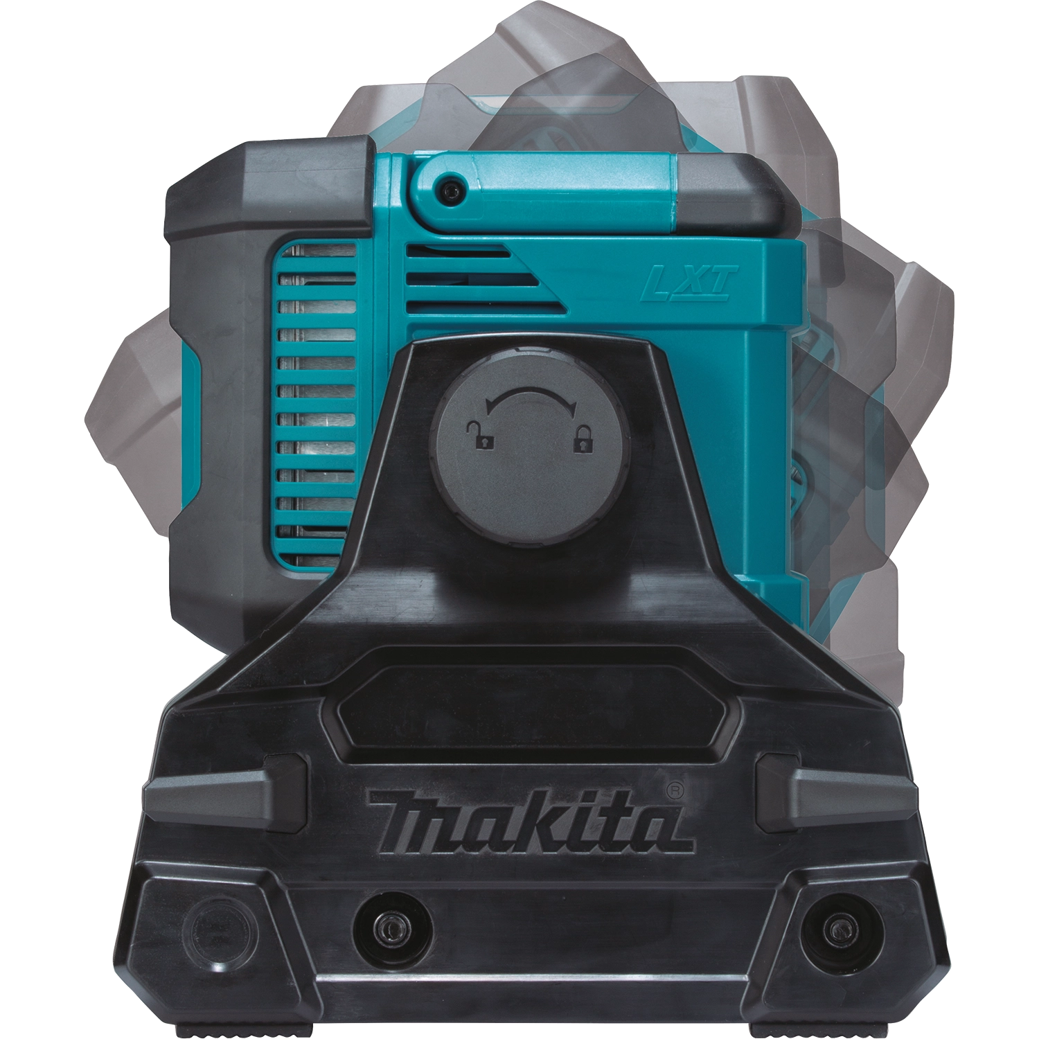 adjustable head on makita dml811 work light rotated to direct beam at various angles
