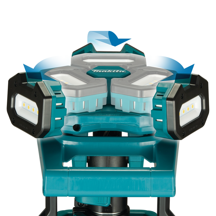 second turning angle showcasing adjustable light head rotation of makita tower work light
