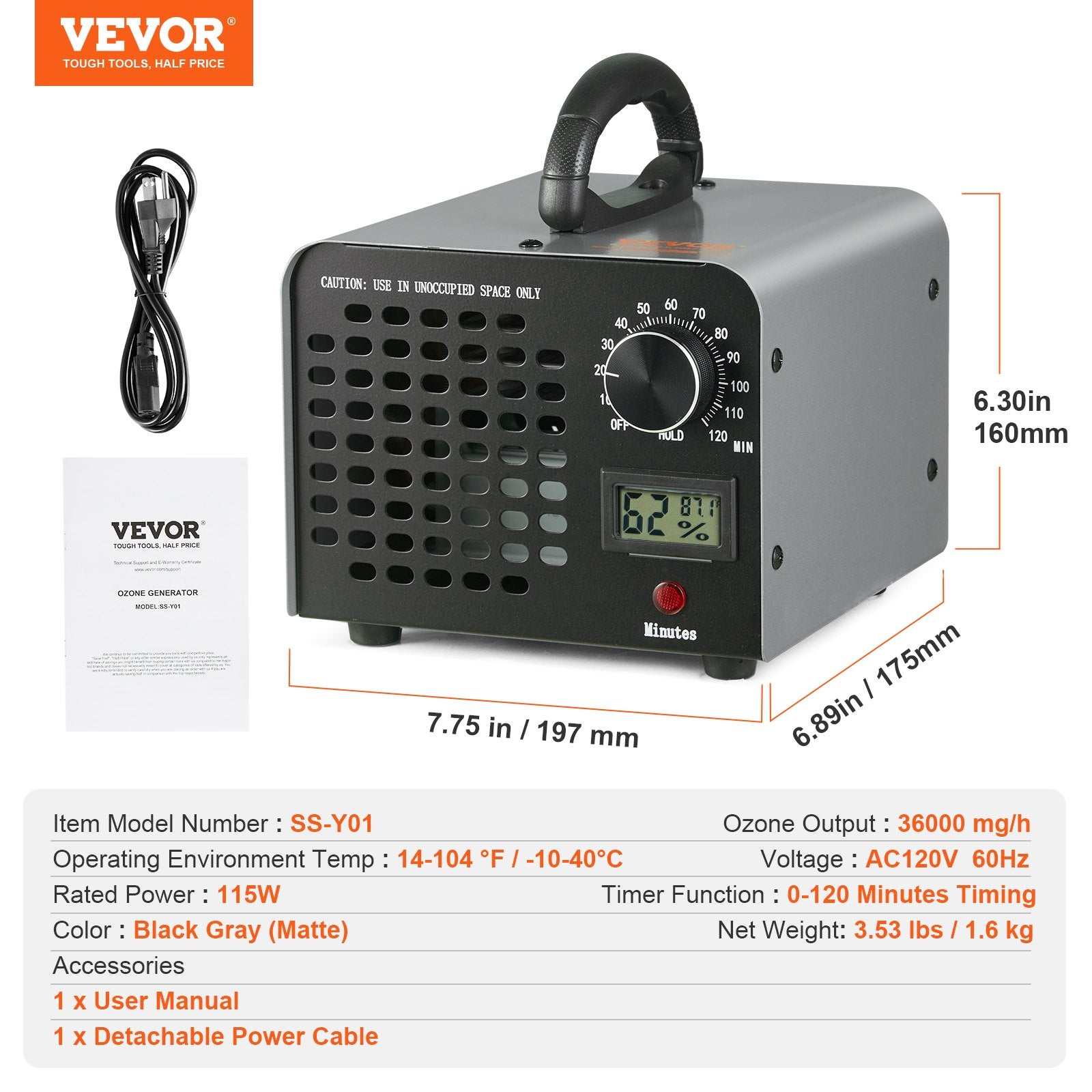 [RENTAL] Vevor Ozone Generator - 36,000 mg/h