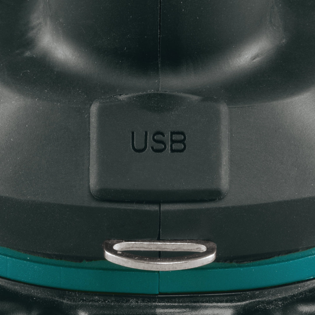 close up of usb port on makita flashlight for external device charging
