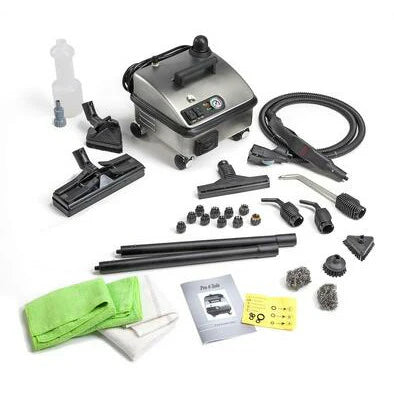 All components included with Vapor Clean Pro6 Solo shown laid out with attachments and accessories
