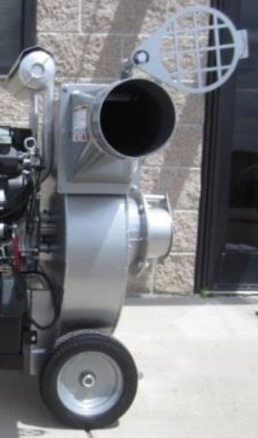 Close-up of inlet port on Vortec vacuum for connecting 6" or 8" hose
