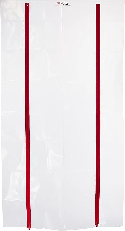 ZipWall ZipDoor ZDS in active use during a remodeling project for dust control
