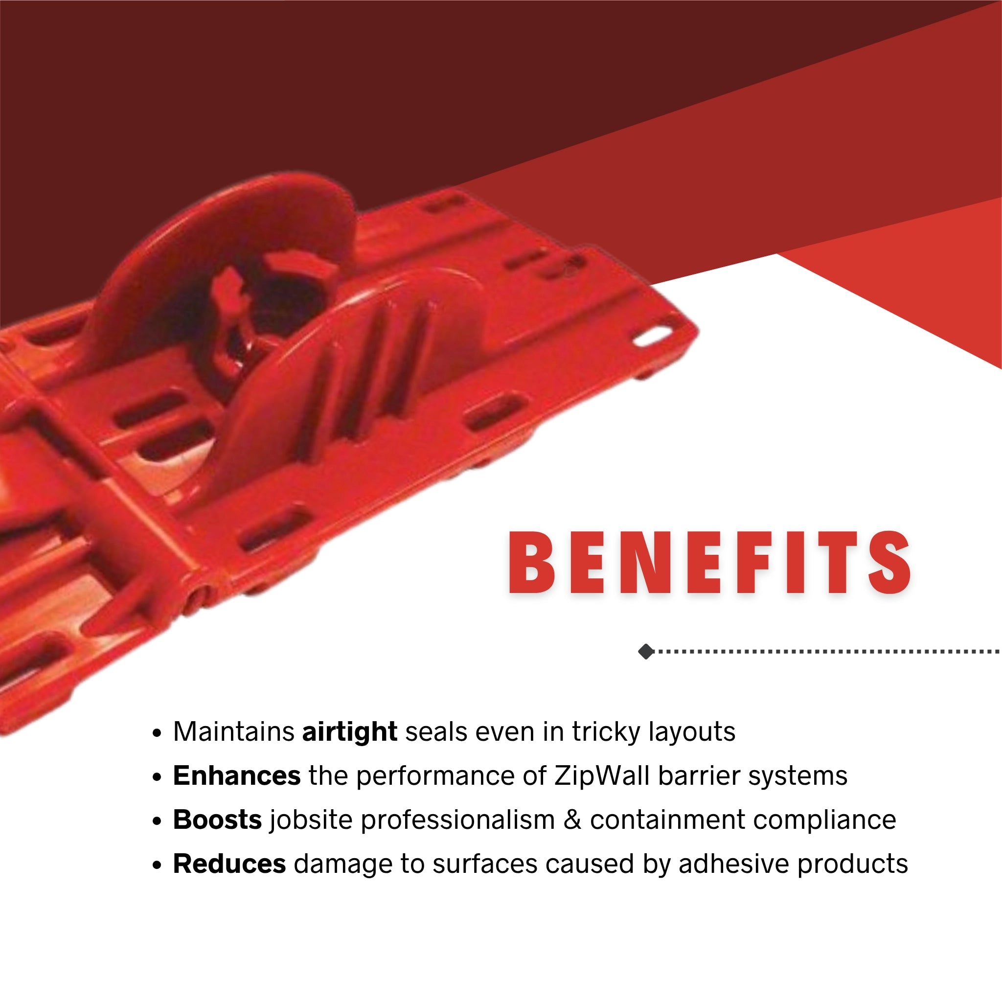 ZipWall Slide Adapter helping secure airtight containment barrier for dust control benefits
