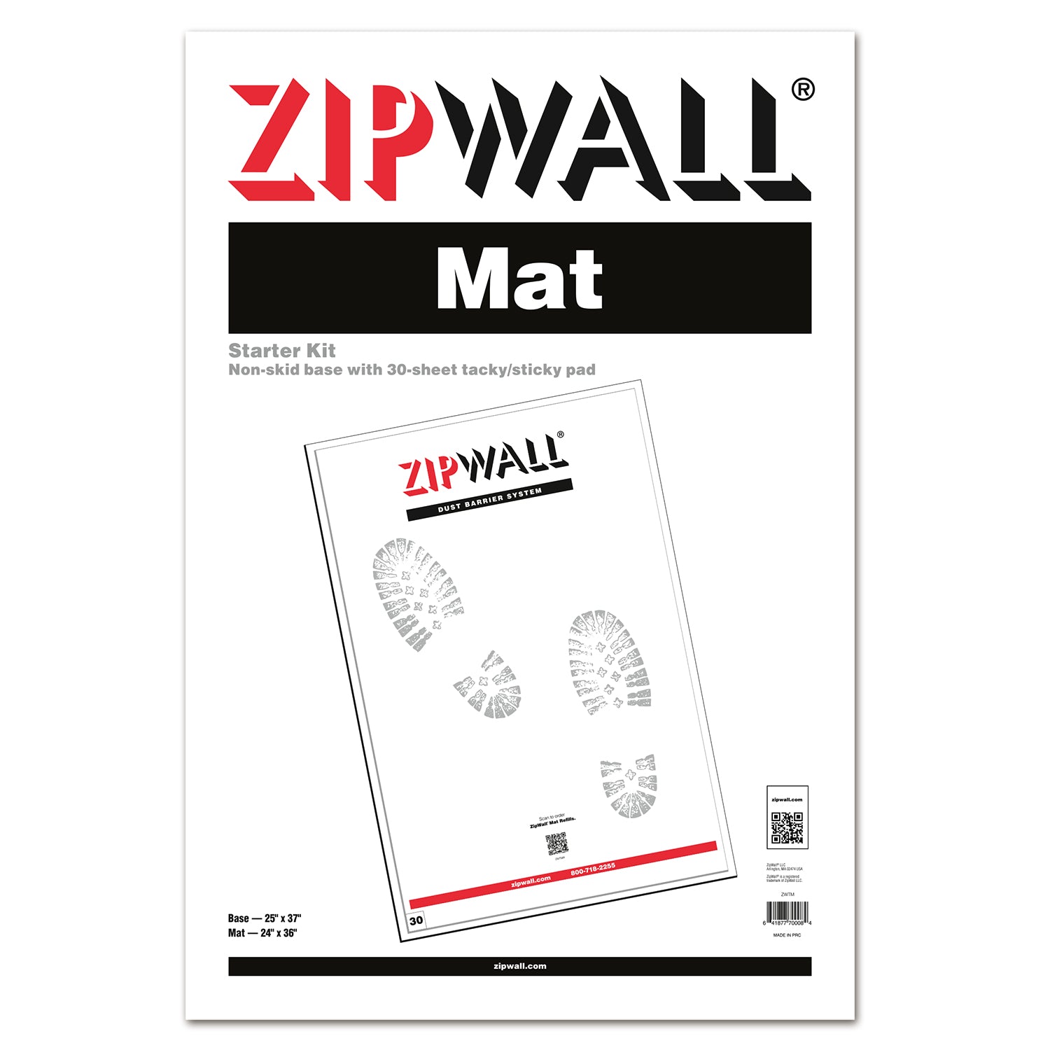 ZipWall® Mat - Non-skid base Adhesive Sheets (30 sheets)